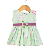 Sleeveless Cotton Summer Frock - Green