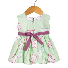 Sleeveless Cotton Summer Frock - Green