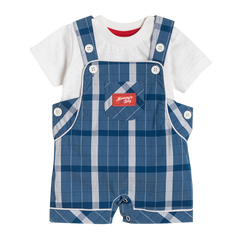 T Shirt with Dungaree - Blue Checks