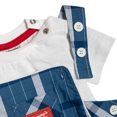 T Shirt with Dungaree - Blue Checks