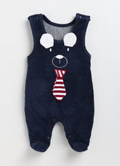 Boys Striped Top with Full Romper - Dog Tie