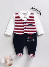 Fancy Velour Romper - Sailor