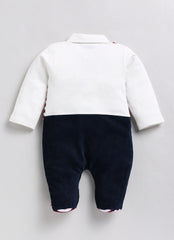 Fancy Velour Romper - Sailor