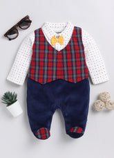 Fancy Velour Romper - Tuxedo