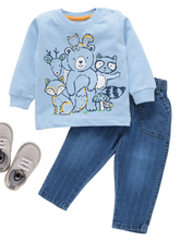Boys Tshirt and Denim - Blue Animals