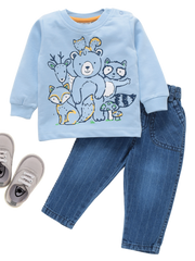 Boys Tshirt and Denim - Blue Animals