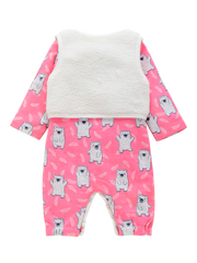 Girls Romper - Pink Teddy with Jacket