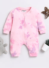 Girls Full Sleeve Pink Tie Dye Romper