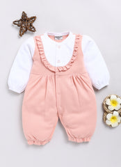 Girls Full Sleeve Peach Romper