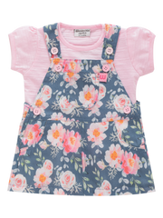 Girls dungaree watercolor floral pink