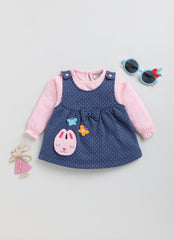 Girls Full Sleeve Top with Dungaree - Bunny