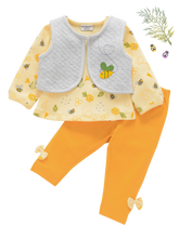 Girls Full Sleeve Dress Shrug with Pant - Honey Bee