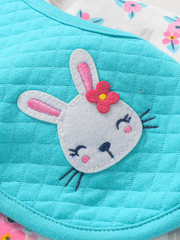 Girls Full Sleeve Top with Legging - Pink Rabbit Flowers