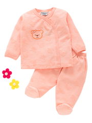 Girls Full Sleeve Top and Pajama - Orange Teddy