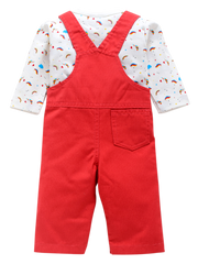 Girls Dungaree - Red Unicorn
