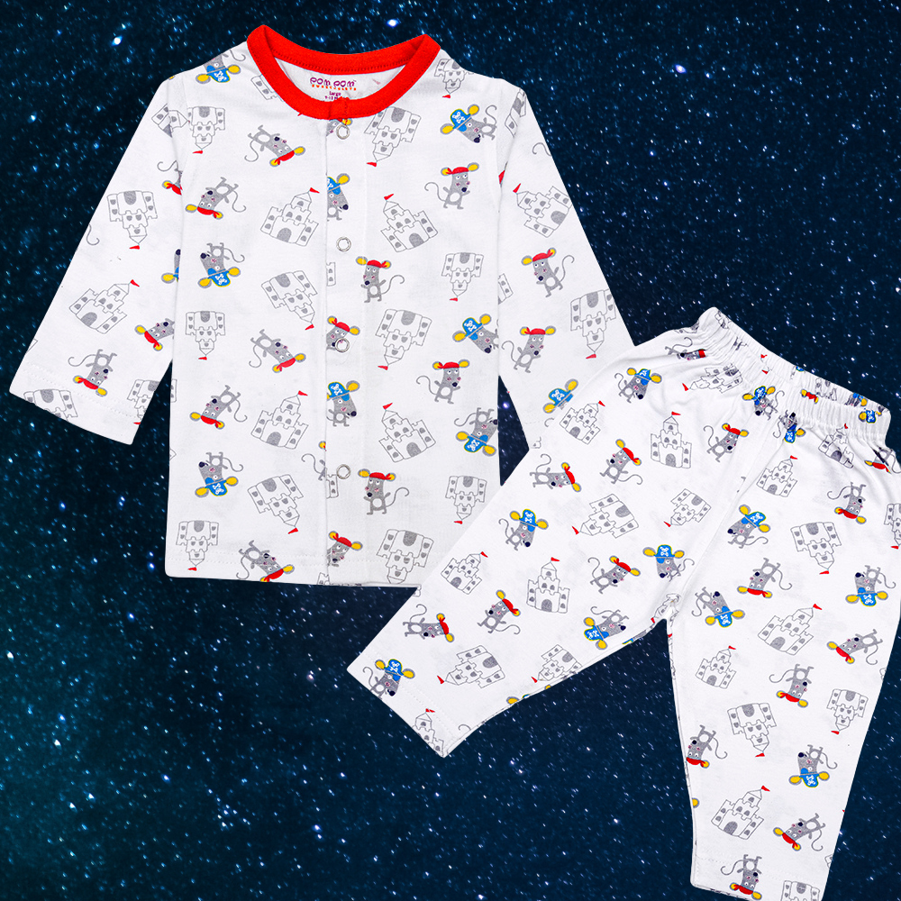 Baby Sleep Suit Mouse Print Set