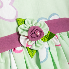 Sleeveless Cotton Summer Frock - Green