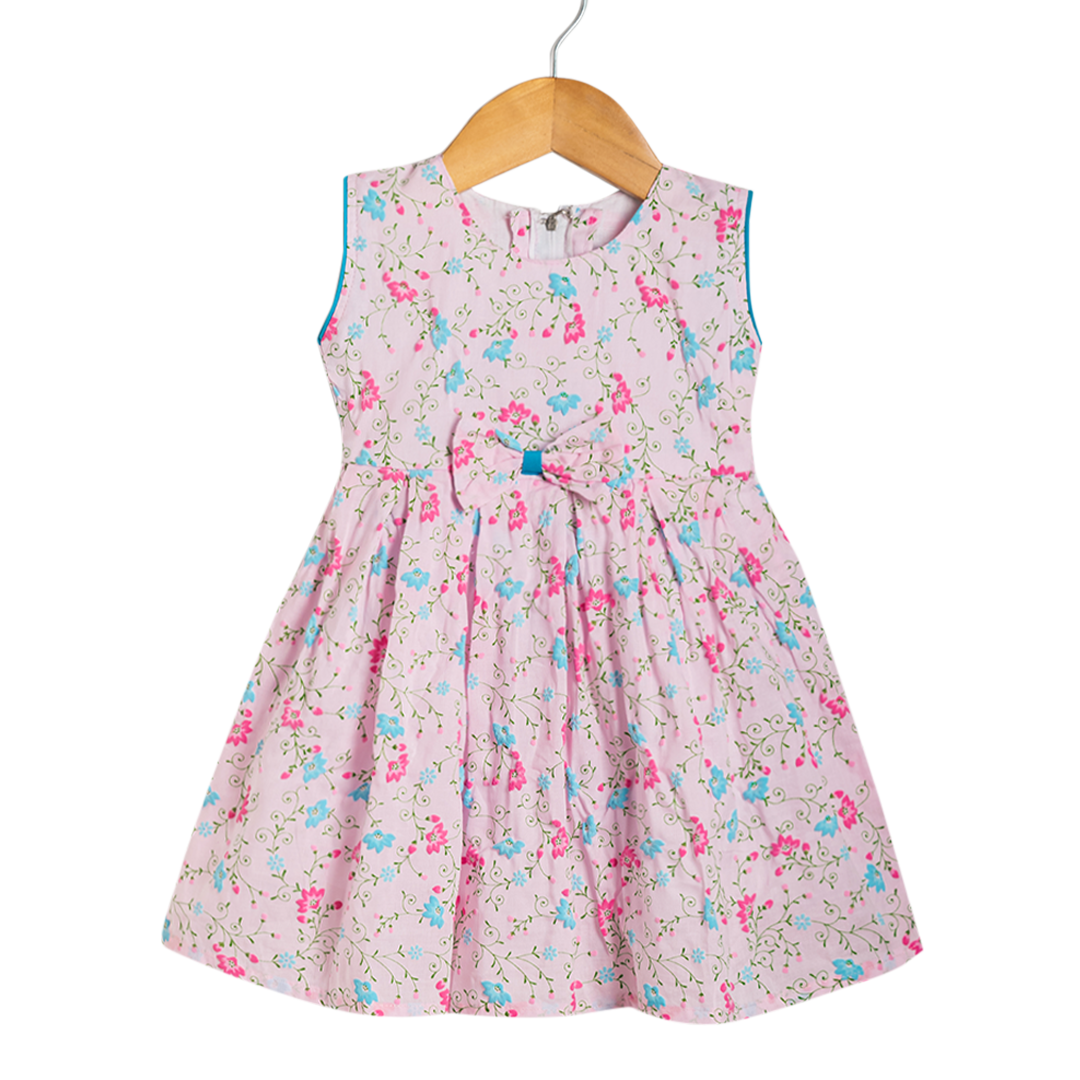 Sleeveless Girls Frock Pink