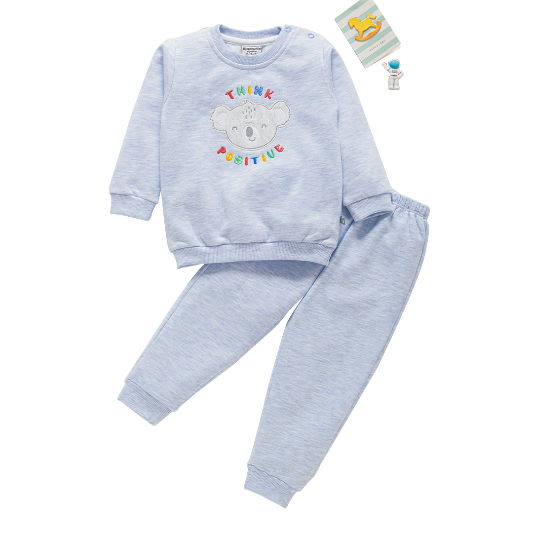 Full Sleeve Top with Full Pant - Blue Teddy