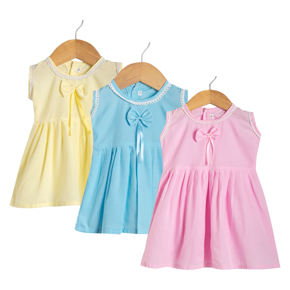 Girls Plain Frock - Pack of 3