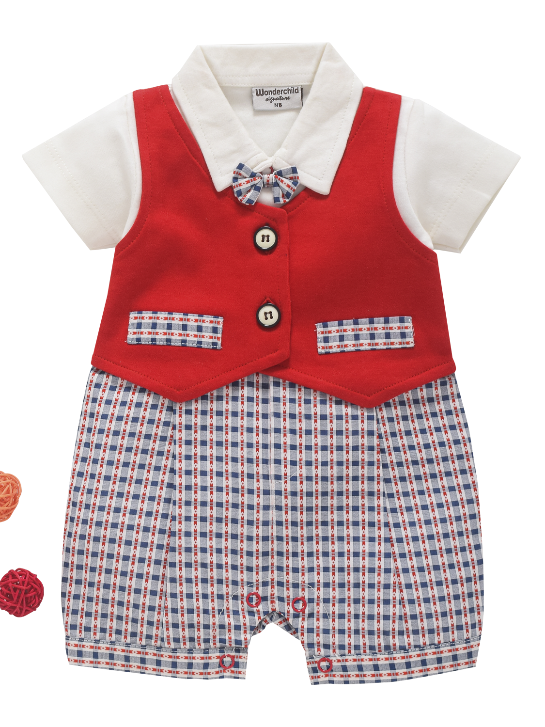 Boys Romper - Red Jacket and Tie