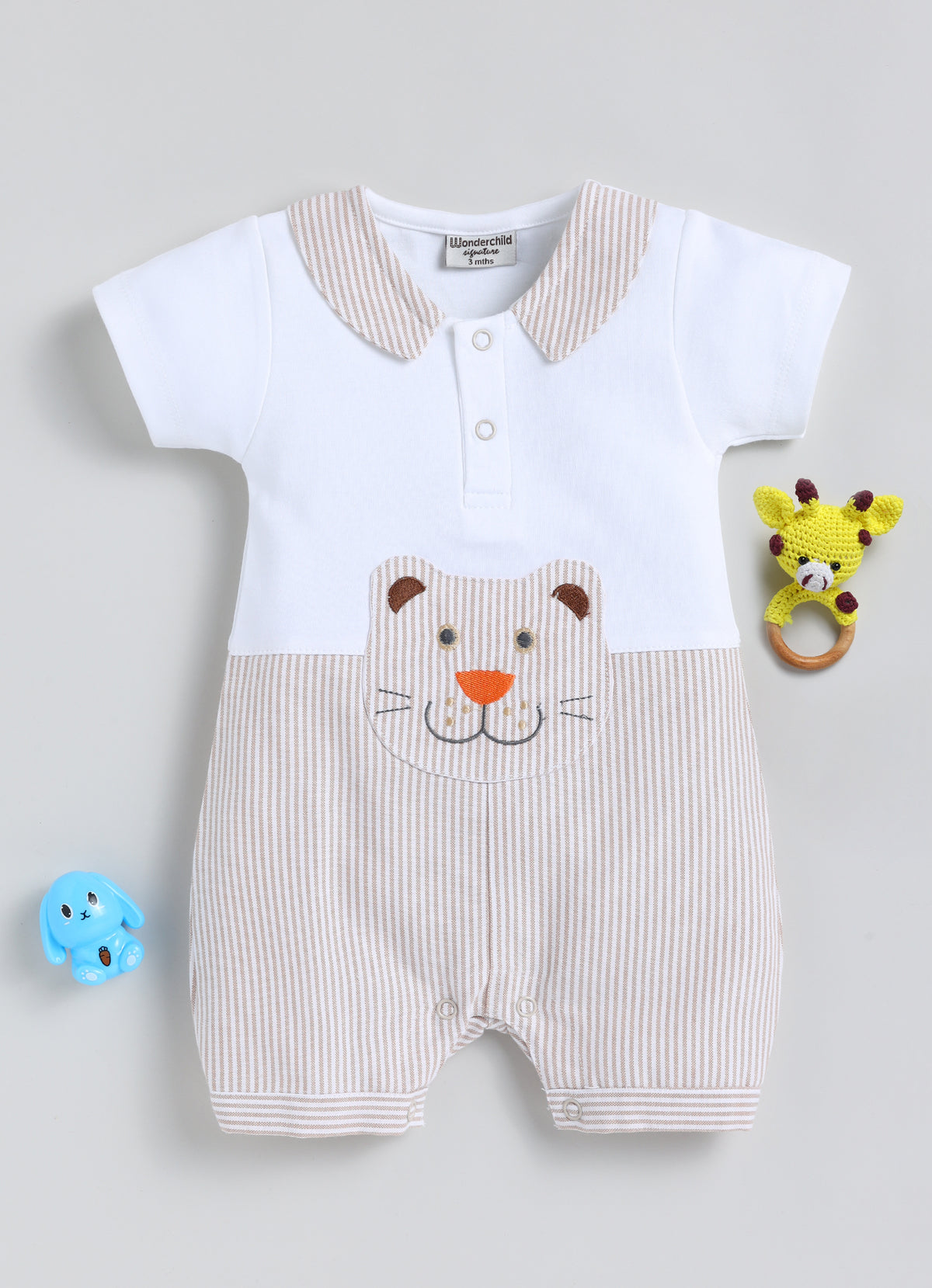Boys Romper - Brown Cat