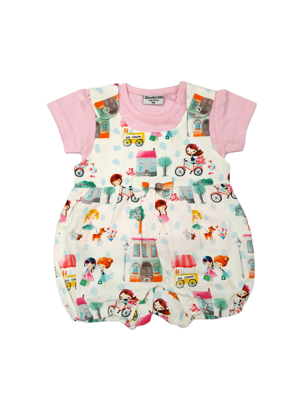 Girls Dungaree City print