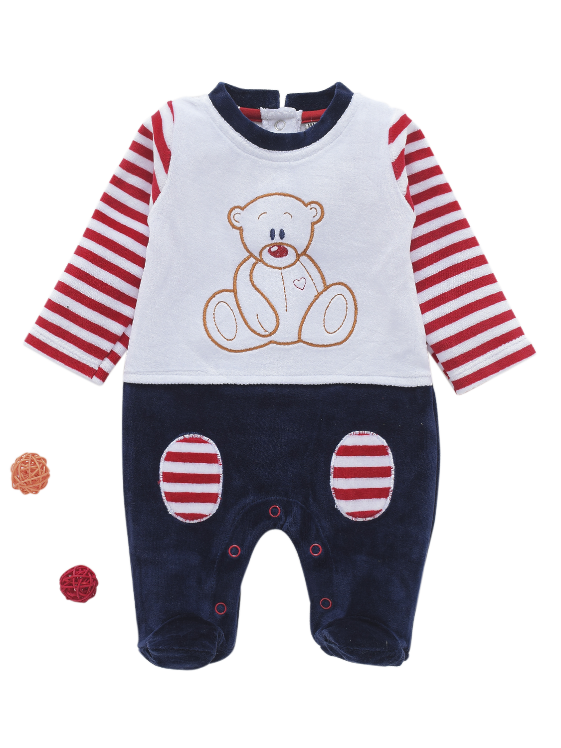 Boys Romper - Bear Red