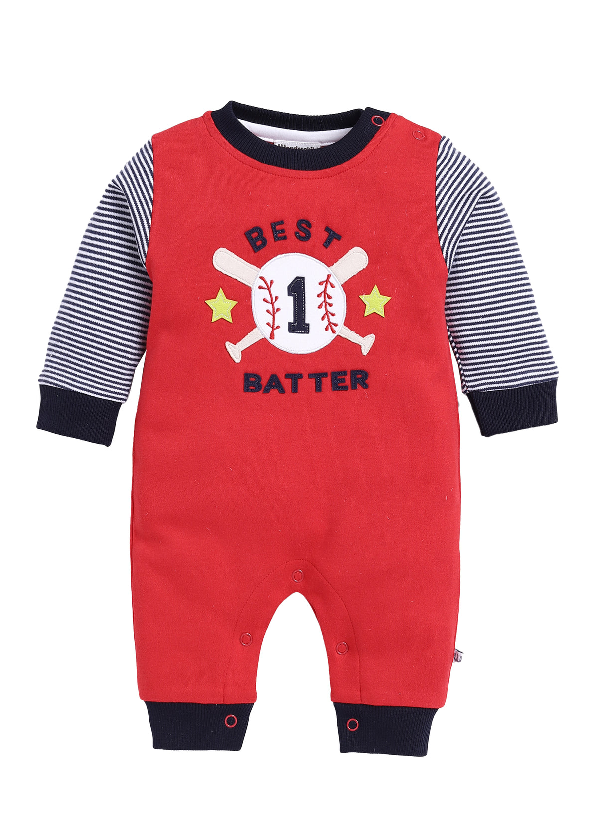 Boys Full sleeve Baseball Romper Red