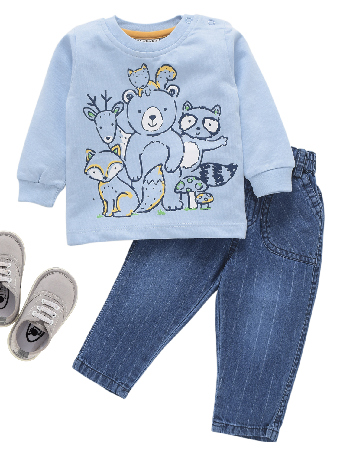 Boys Tshirt and Denim - Blue Animals