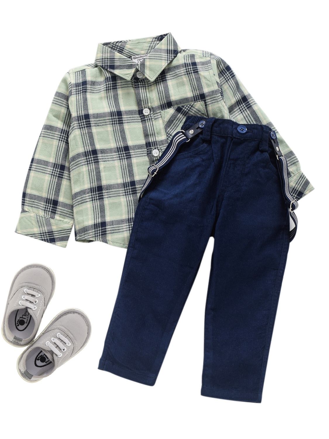 Boys Shirt and Trouser - Green Checks