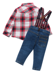 Boys Shirt and Denim Set - Red Checks