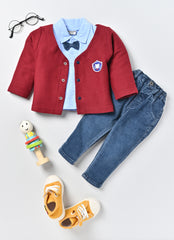 Boys T-shirt and Denim with Red Fancy Jacket