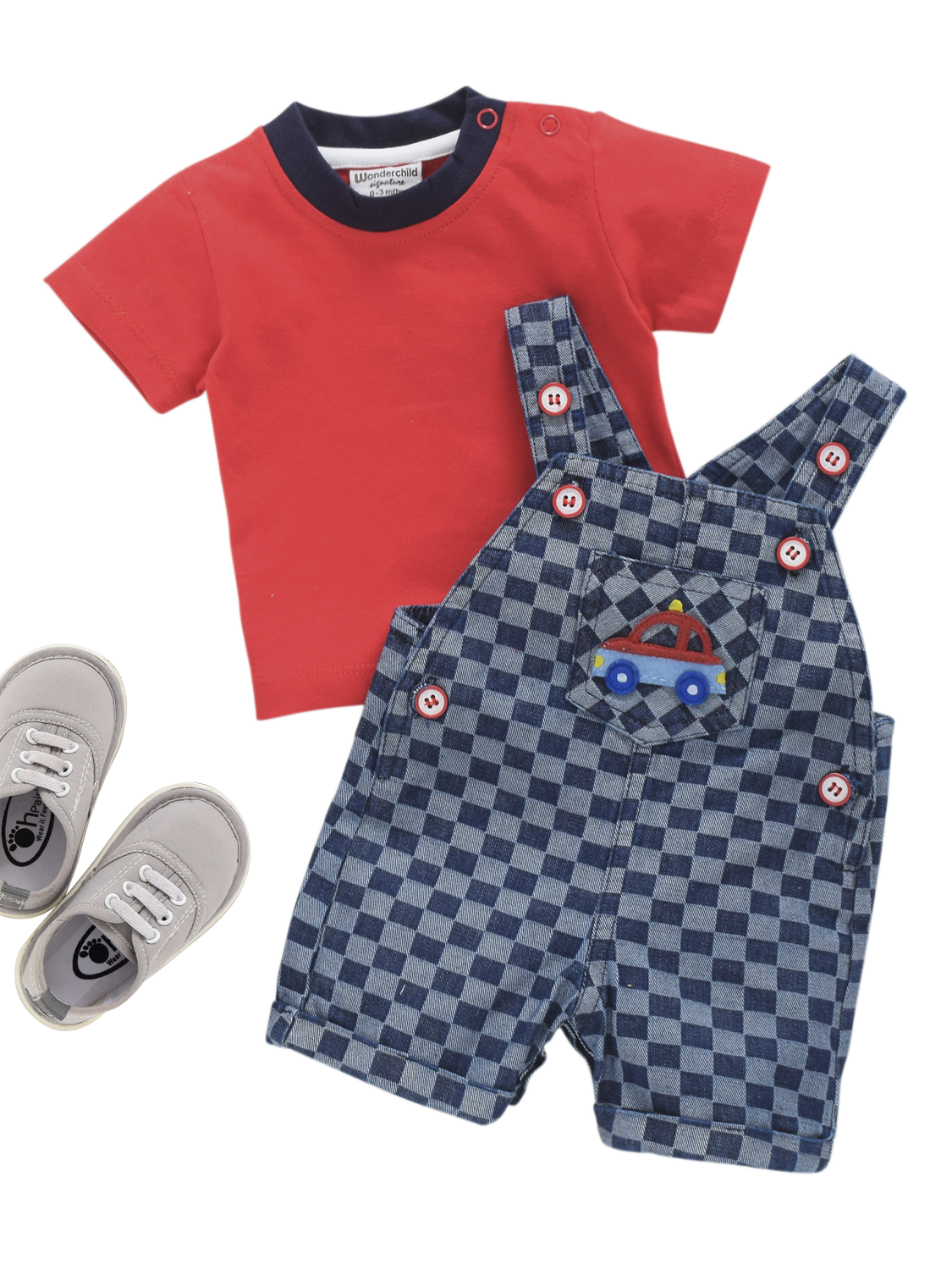Boys Dungaree - Red Car