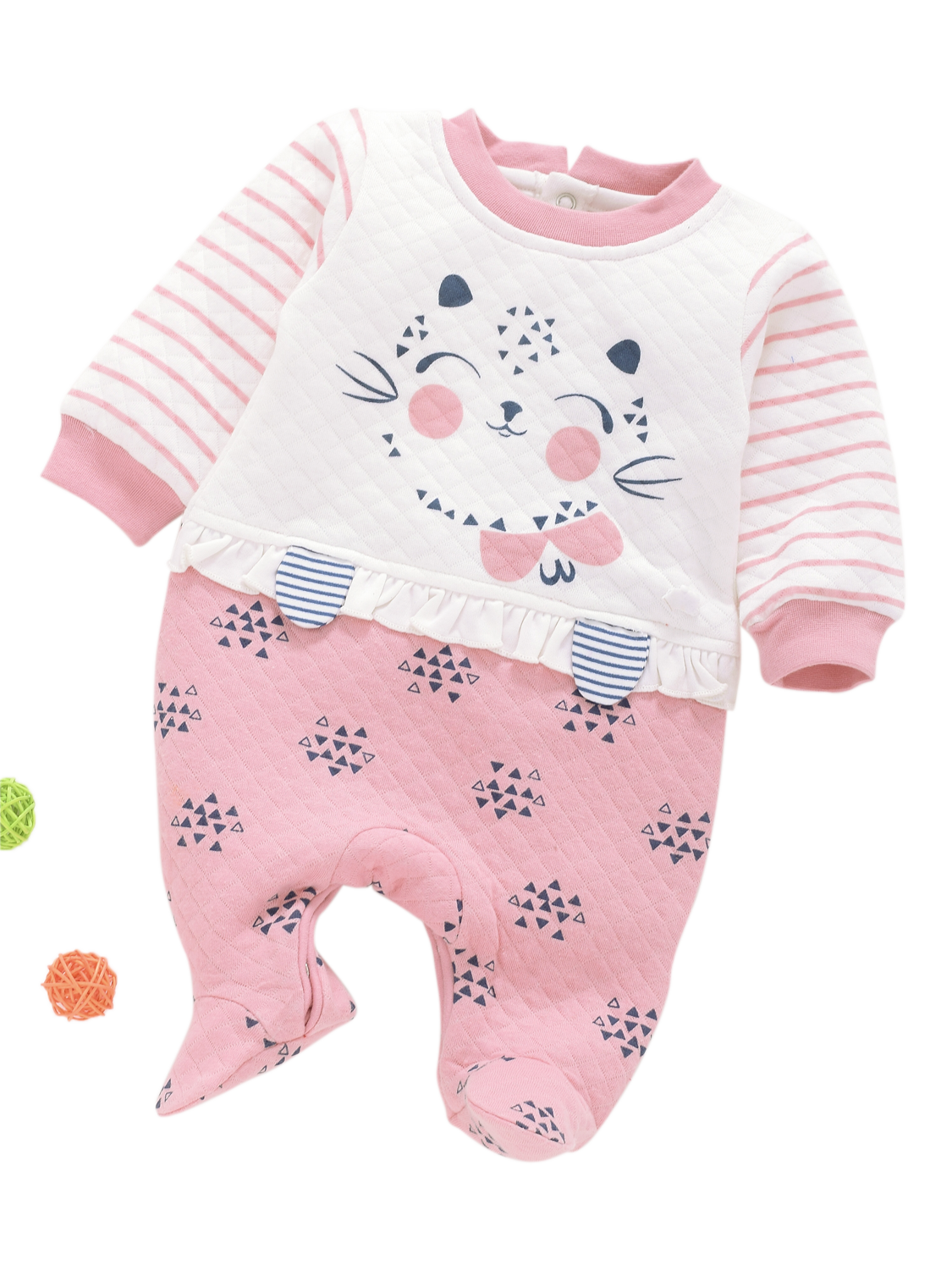 Girls Romper - Cat Pink