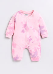 Girls Full Sleeve Pink Tie Dye Romper