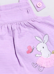 Top with Dungaree Dress - Lavender Bunny