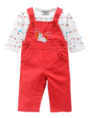 Girls Dungaree - Red Unicorn