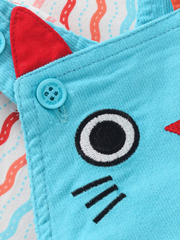 Girls Dungaree - Blue Cat
